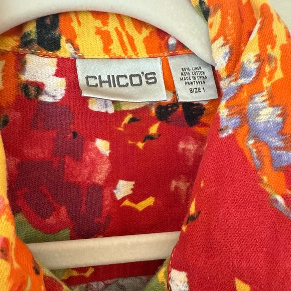 Chico's Multicolor Denim Jacket Size 1 | Linen Cotton Blend - Picture 4 of 6